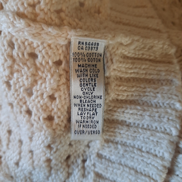 American Eagle cream w/pink accents, zipper knit sweater size Large 100% cotton - Picture 8 of 8